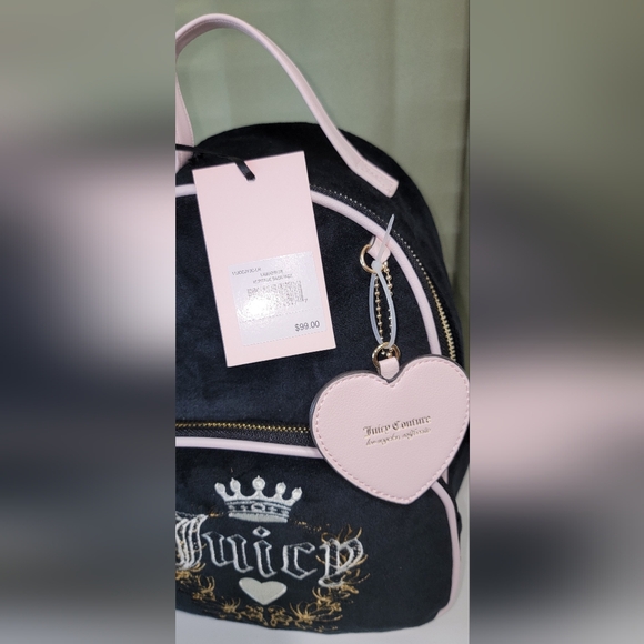 Juicy Couture Black Backpack with Pink  Licorice Embroidered Velour NWT main image 6